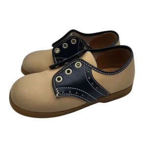 Vintage 1950s Baby Sz 6D Saddle oxford shoes Beige Black